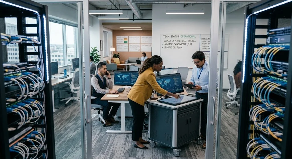 Identity, calendar sync, device health and security boundaries for IT teams.
