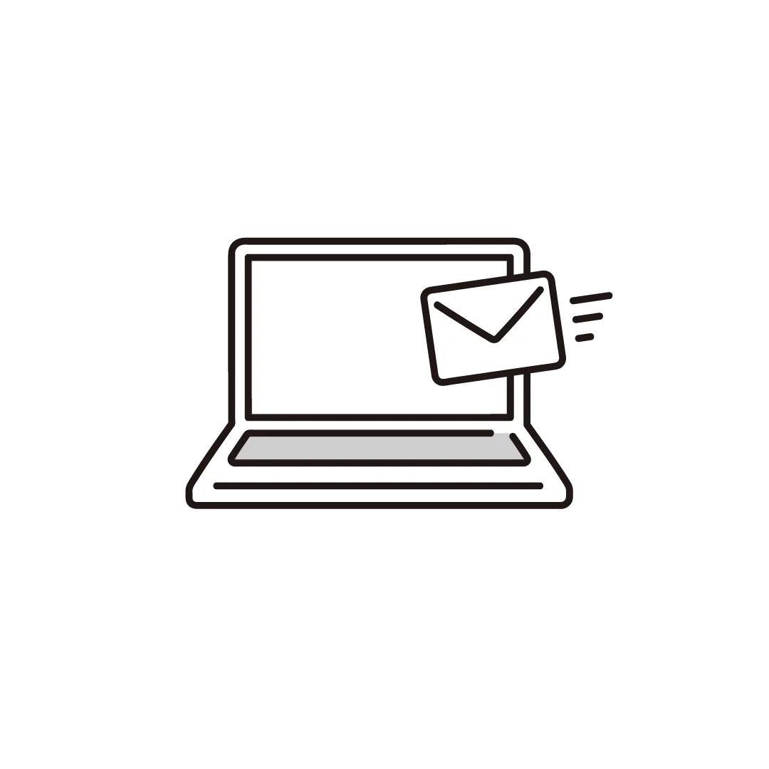Illustration of an envelope arriving in a tray