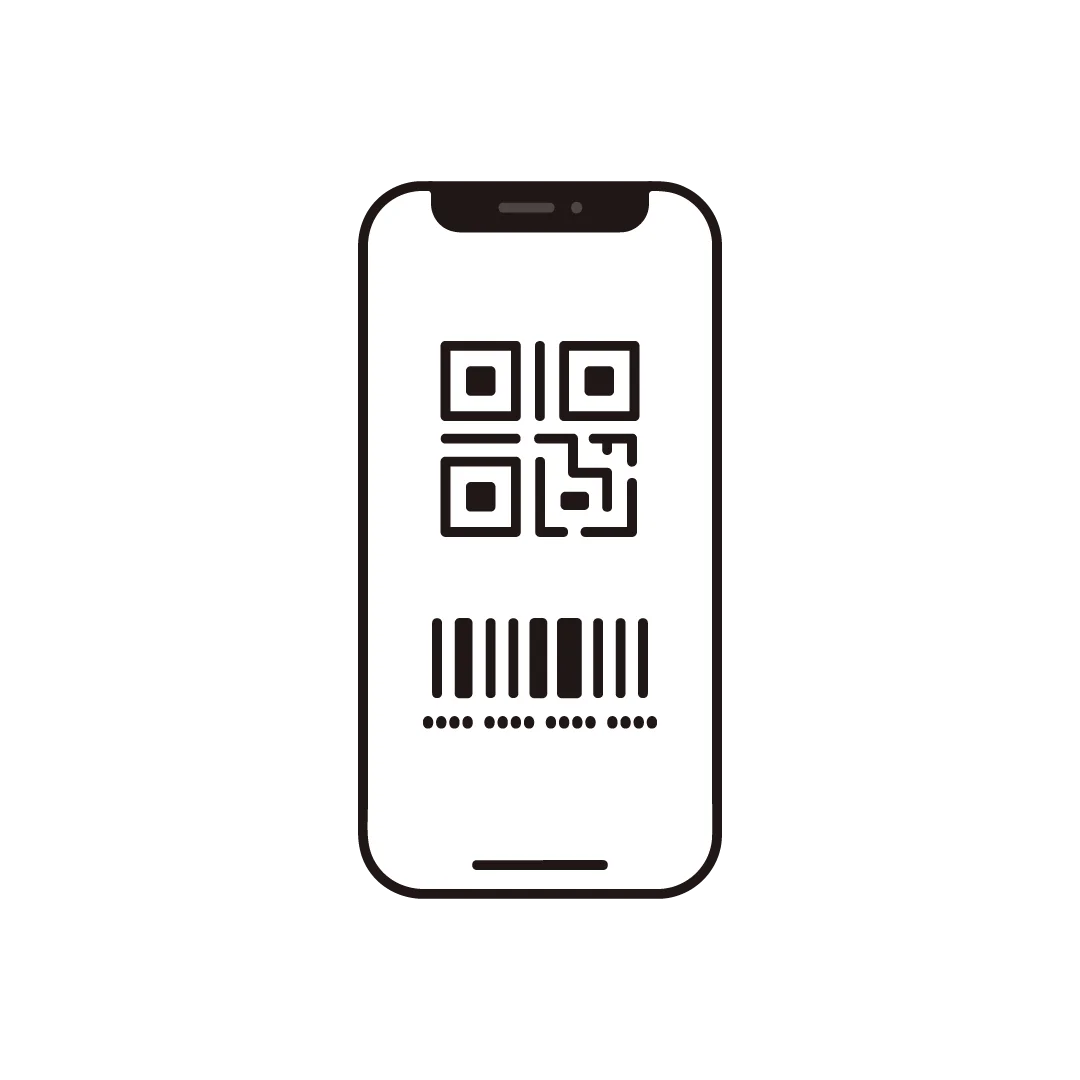 Illustration of a smartphone showing a QR code on the screen