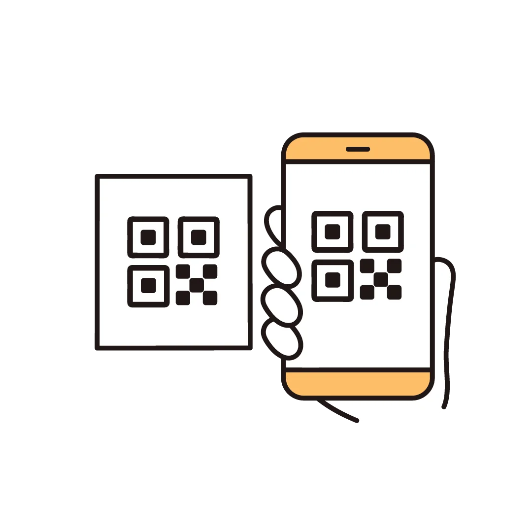 Illustration of a smartphone scanning a QR code