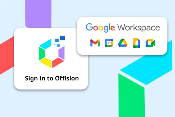 Offision workplace booking interface connected with Google Workspace