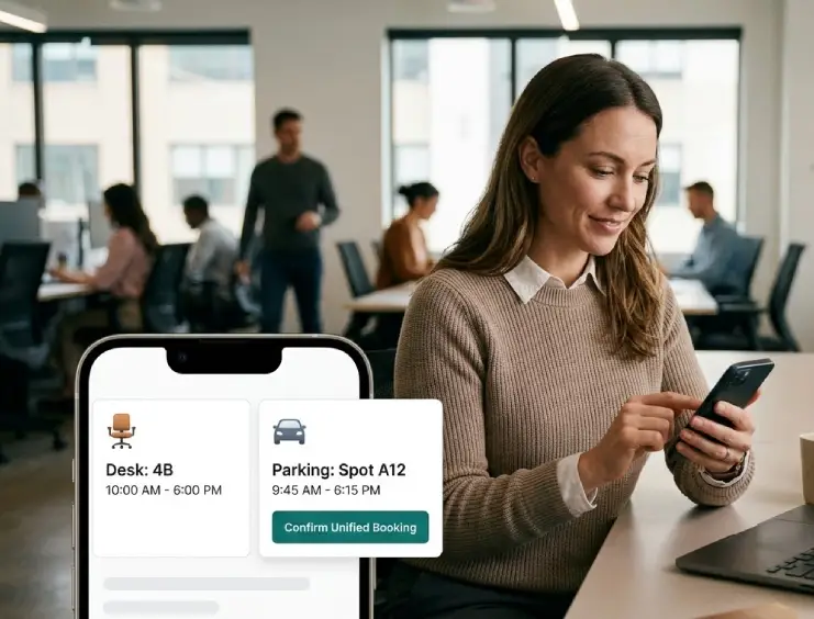 Book with desk & visitor